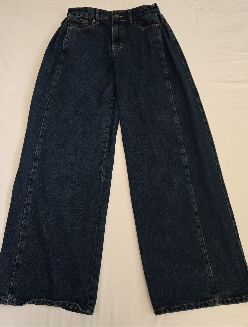 Lioness Wide Leg Jeans Blue Size S Skater Steeetwear Y2K Grunge Baggy Front Seam
